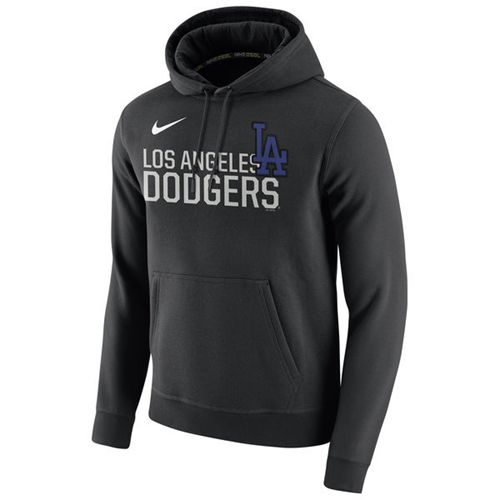 Los Angeles Dodgers Nike Club Fleece Pullover Black MLB Hoodie - Click Image to Close